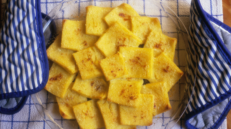 Plate of polenta slices